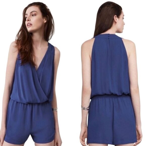 BCBGMazazria Romper Women's Thalia Opaline Green Pocket Sleeveless V-neck Short - Picture 3 of 12